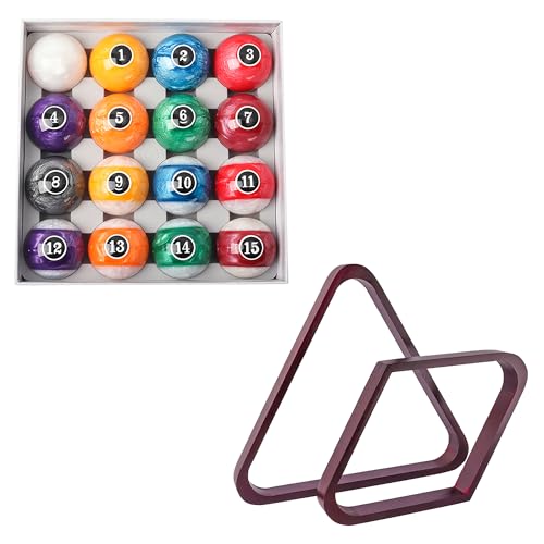 GSE Games & Sports Expert 8-Ball Triangle & 9-Ball Diamond Pool Ball Racks with 2-1/4" Standard Pool Balls, Billiard Balls and Racks Set, Pool Table Accessories (Several Colors Available) - color: Pearl Style Balls, style: Mahogany Racks