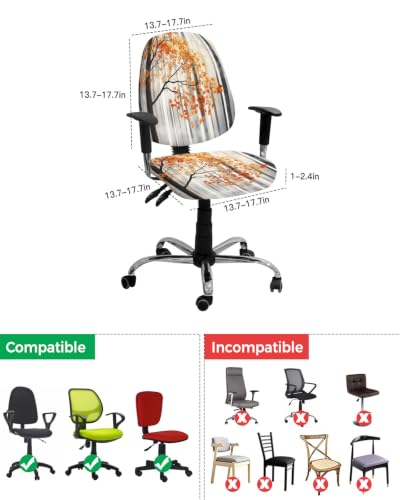Savannan Office Chair Cover, Autumn Forest Watercolor Leaf Protective Stretch Elastic Universal Cover for Desk Task Chair,Computer Rotating Chair 1 Pcs Fog Abstract Black Tree