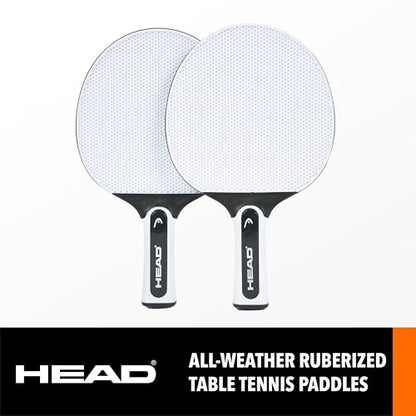 Head Rubberized Outdoor Table Tennis Paddle Set - 4 Paddles, 6 Balls & 2 Cases - Weather-Resistant Build for Outdoor Games - Portable Cases for Camping Games