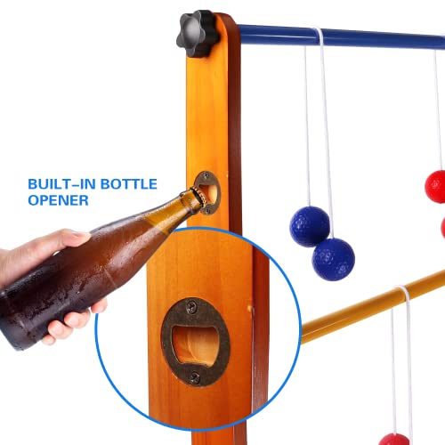 GSE Games & Sports Expert Premium Solid Wood Ladder Ball Toss Game Set with Ladder Ball Bolas & Carrying Case for Outdoor Backyard Lawn - style: Wood Ladder Toss Game Set