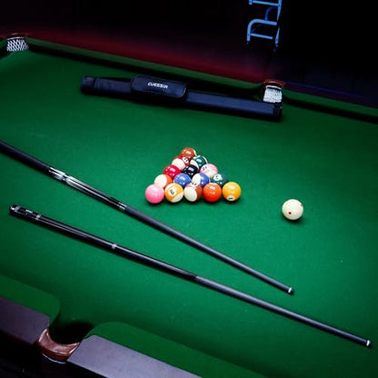 Carbon Fiber Pool Cue Stick with Case, 2pieces 58inch Low Deflection Professional Cue Stick for Billiards, Pro Taper Carbon Fibre Shaft with 12.5mm Tip (19oz-20oz)