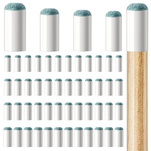 Bremorou 52pcs Slip On Pool Cue Tips Replacement Kit 4 Size Pool Stick Tips | Billiard Stick Tips No Glue for Snooker Pool Cues Chinese Black Eight American Nine Ball (9mm/ 10mm/ 12mm/ 13mm, 13pcs Each)