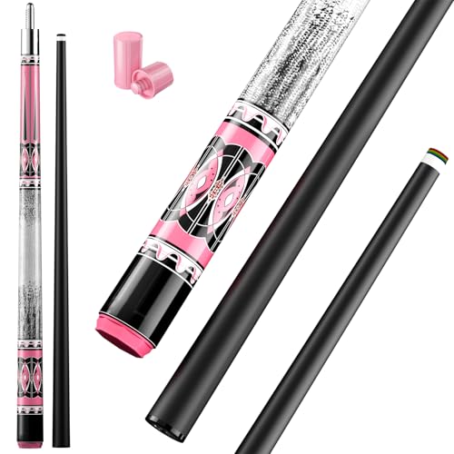 58" Professional Pool Cue, 2-Piece Billiard Stick 12.5mm Tip Low Deflection Pool Sticks,20oz Fiberglass Front & Maple Rear