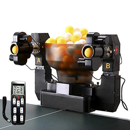 Ping Pong Robot Machine with 36 Different Spin Balls Table Tennis Robots Automatic Ball Machine for Training - color: Dual Head Ping Pong Robot
