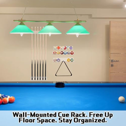 Novabright Wall-Mounted Billiard Storage Set – 5-Piece Pool Cue & Ball Organizer Kit, Heavy-Duty Wall Rack for Pool Cues, Balls & Accessories, Space-Saving Game Room Storage