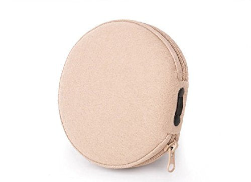 ELEZAY Small CD Case Round Felt 20 Capacity CDs Storage Wallet DVD Disc Holder, Beige - color: B-Beige