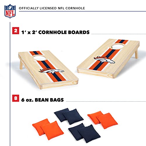 NFL Football Portable Size 1' x 2' Solid Wood Cornhole Set with Direct Print HD Team Graphics – Travel Size