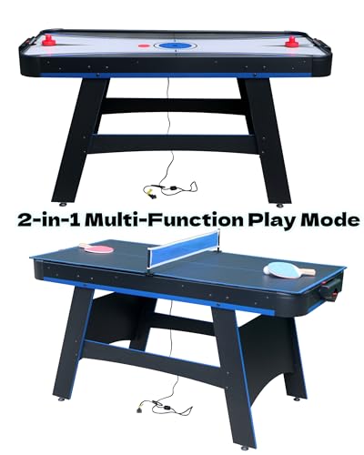 5 ft Air Hockey Table with Table Tennis Top, 2-in-1 Multi-Game Tables with Play Accessories for Adults and Kids, Game Room, Home, Office, Indoor Hockey Arcade Game