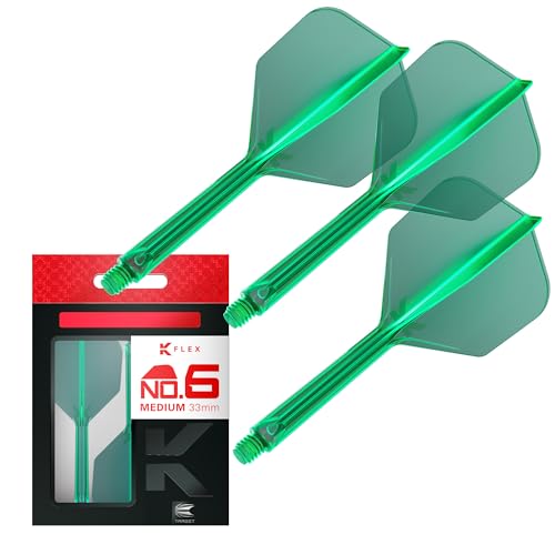Target Darts K Flex Integrated Dart Flight and Shaft, No.6 | 3-Pack K-Flex - No. 6, Kflex Precision-Molded 2-in-1 Dart Flights and Dart Shaft | Professional Dart Accessories - color: Green, size: Medium (33mm)