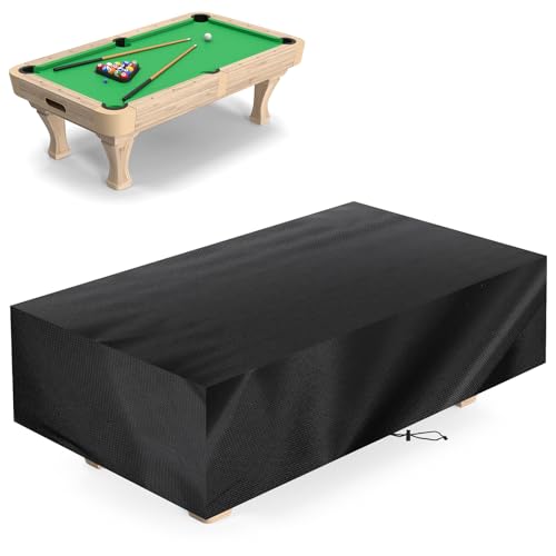 7 ft 90.6x57.9x28.0 Inches Universal Pool Table Cover Waterproof Windproof 420D Outdoor Furniture Covers Table Protector for Snooker, Patio Furniture, and Chairs