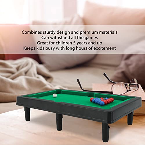 Mini Pool Table, Portable Tabletop Billiards Game Interactive Simulation Foldable Miniature Billiard Game Set with Balls, Sticks, Billiard Cue and Tripod Rack for Desktop