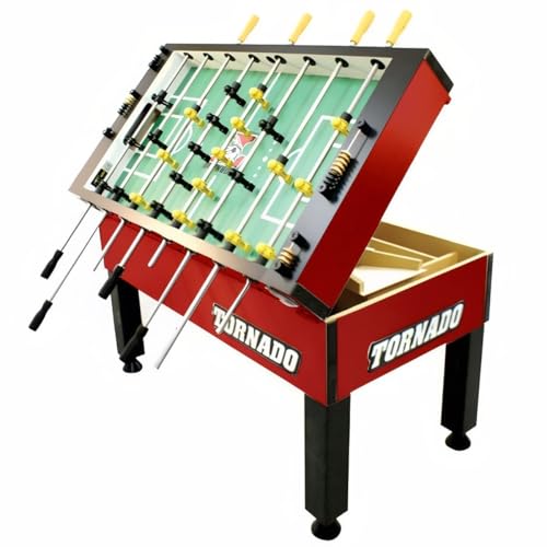 Tornado Platinum Tour Edition T-3000 Tournament Foosball Table Soccer Game - 3 Goalie - Red - Coin Operated