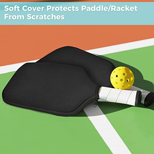 Pickleball Paddle Cover, Universal Case Size - 8.6 x 12.2 inches Racket Sleeve, Compatible with Most USAPA Standard and Elongated Pickball Paddles - style: 1 Pack Black