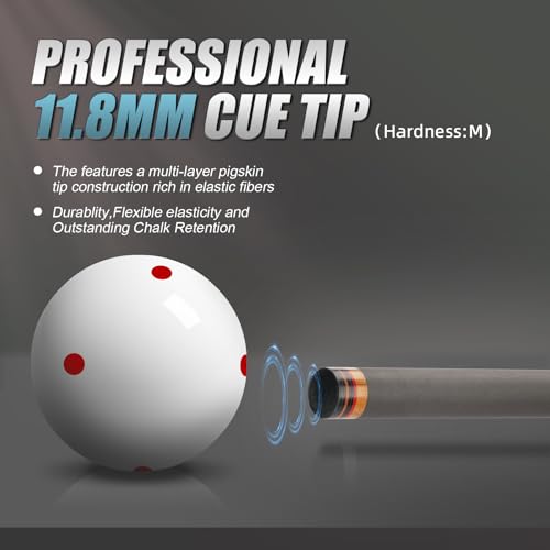 58" Carbon Fiber Pool Cue Stick - Elegant Design Billiard Cue for Adults, Low Deflection Pro Shaft with 11.8mm Tip, 3/8-8 Joint - color: Ocean Blue