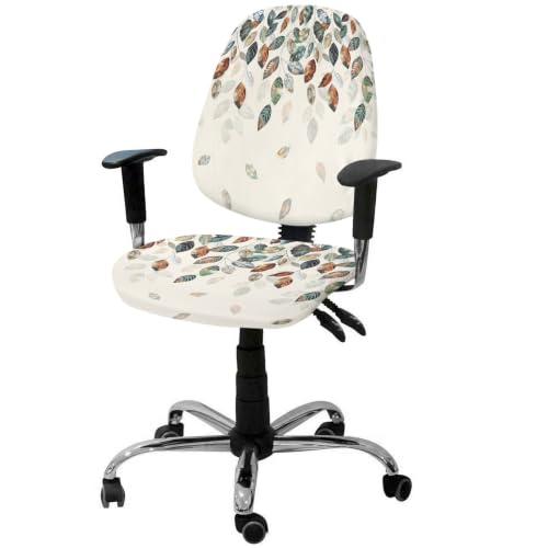 Savannan Office Chair Cover, Autumn Fallen Leaf Colorful Gradient Protective Stretch Elastic Universal Cover for Desk Task Chair,Computer Rotating Chair 1 Pcs Farm Leaves Seamless
