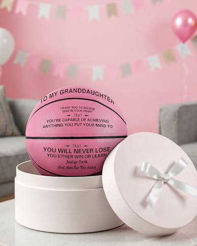 KAAYEE Engraved Basketball for Grandson, Engraved Basketball for Son from Mom Dad, Personalized 29.5" Basketballs Gifts, Custom Christmas Birthday Graduation Back to School Gift for Son from Mom Dad - color: Pink-to Granddaughter