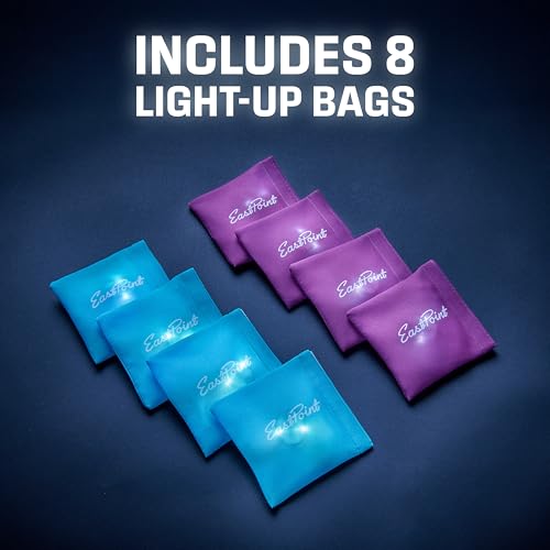 EastPoint Sports Go! Gater Cornhole – Light-Up and Travel Versions – Easy Storage & Light-Weight – Perfect for Outdoor and Indoor Play - style: Light-Up Board - Turquoise/White