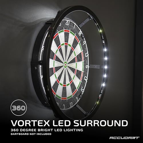 Accudart Vortex LED Surround - Tournament Style - 360 Degree Bright LED Lighting - Fits Traditional 18" Boards - Attaches Together in Minutes