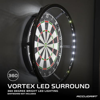 Accudart Vortex LED Surround - Tournament Style - 360 Degree Bright LED Lighting - Fits Traditional 18" Boards - Attaches Together in Minutes