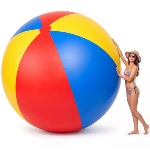 8.2 FT Giant Inflatable Beach Ball Jumbo Rainbow Beach Ball Extra Large Pool Balls for Summer Swimming Pool Party Yard Lawn Garden Decor