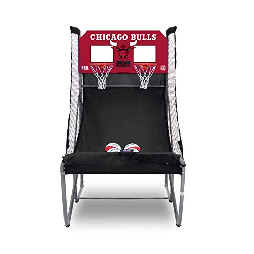 Pop-A-Shot - Home Dual Shot Arcade Basketball Game with NBA Graphics l Sensor Scoring l 16 Game Modes l 7 Balls l Foldable Storage l for All NBA Fans - style: Chicago Bulls