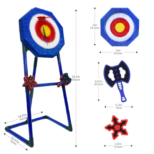 Axe Throwing Game for Backyard, Kids Axe Throwing Game with 4 Axes & 4 Darts, Height Adjustable Axe Throwing Target Set, Safe Indoor & Outdoor Throwing Axe Set for Family Fun