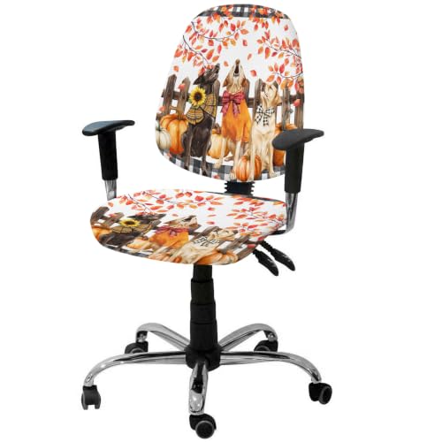 Savannan Office Chair Cover, Autumn Pumpkins Dog Protective Stretch Elastic Universal Cover for Desk Task Chair,Computer Rotating Chair 1 Pcs Sunflowers Black Lattice