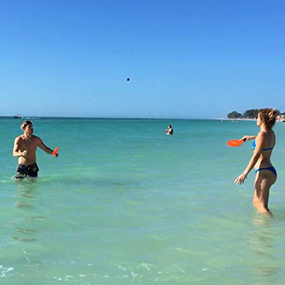 Jazzminton Paddle Ball Game Beach for Family and Friends - 2 Paddles, 2 Birdies, 1 Ball and Carry Bag – Wind Birdie Included for Windy Days