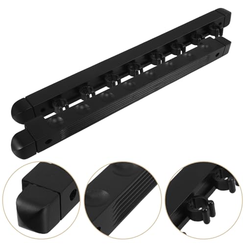 Cabilock Wood Billiard Cue Rack 8-hole Solid Wood Wall-mounted Pool Cue Holder with Bridge Stick Organizer for Home and Game Room