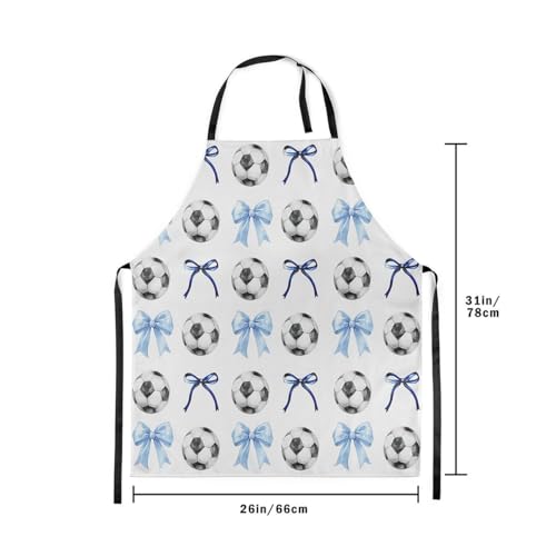 Manfei Blue Bowknot Kids Kitchen Apron - color: Blue Black