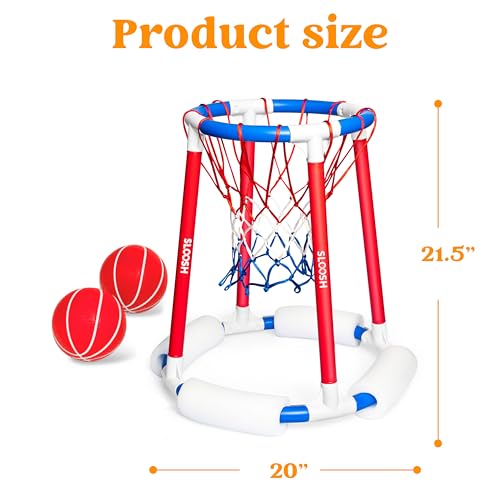 Sloosh Pool Basketball Hoop Toys, Floating Basketball Pool Game, Swimming Floats Toys with Balls Pump, Summer Outdoor Water Play Toy for Kids and Adults (Red Blue) - color: Red Blue