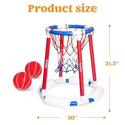 Sloosh Pool Basketball Hoop Toys, Floating Basketball Pool Game, Swimming Floats Toys with Balls Pump, Summer Outdoor Water Play Toy for Kids and Adults (Red Blue) - color: Red Blue