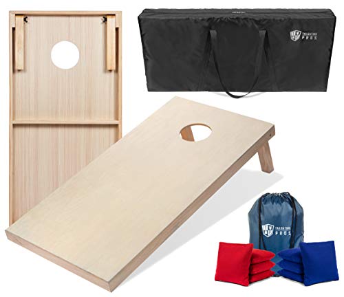 Tailgating Pros Cornhole Boards - 4'x2' & 3'x2' Cornhole Game w/Carrying Case & Set of 8 Corn Hole Bags - 150+ Color Combos! Optional LED Lights