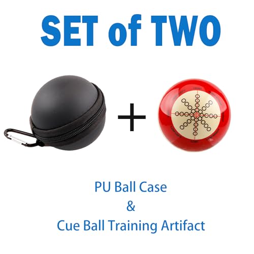 Billiards 2-1/4" Practice Cue Ball with Black PU Case for 6 Red Dots & American Eight Ball - color: Training Artifact