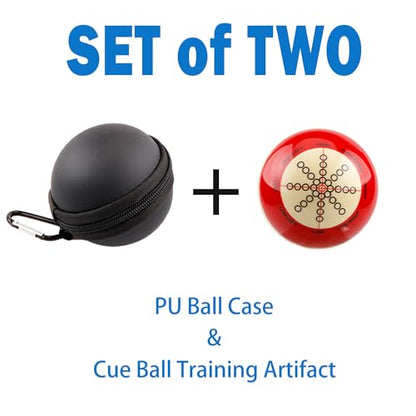 Billiards 2-1/4" Practice Cue Ball with Black PU Case for 6 Red Dots & American Eight Ball - color: Training Artifact