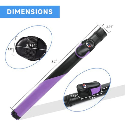 GSE Games & Sports Expert Billiard Cue Cases, 1x1 Deluxe Hard Billiard Pool Cue Stick Carrying Case, Pool Billiards Accessories (Several Colors Available) - color: Deluxe - Black/Purple