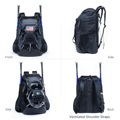 | Baseball Bag Softball Bat Bag, Double-layer Baseball Backpack Adult with Gear Klip To Hold Baseball Glove, Baseball Essential Gear, Youth Baseball Bag for Boys, Girls, Baseball Accessories - color: Black