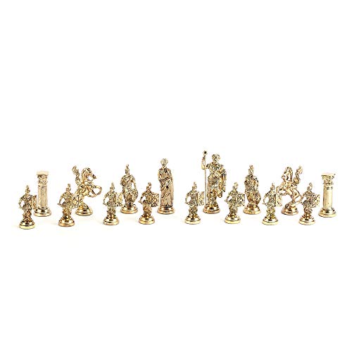 (Without Board) Historical Handmade Rome Figures Metal Chess Pieces Big Size King 4 inc (Only Pieces)