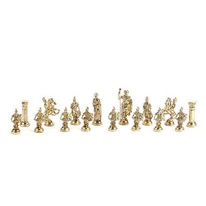 (Without Board) Historical Handmade Rome Figures Metal Chess Pieces Big Size King 4 inc (Only Pieces)