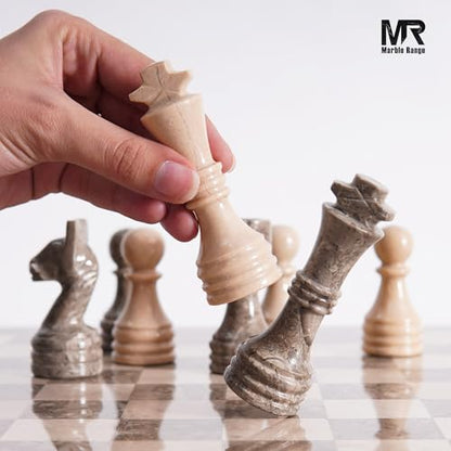 Marble Chess Pieces 3.5 Inch King Handmade Oceanic and Verona 32 Chess Figures for Board Games, Suitable for Travel Games - color: Oceanic and Verona