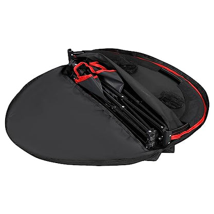 SUPER DEAL Portable Folding Picnic Camping Table with Storage Bag and 4 Cupholders, 2-Tiers Round Outdoor Camping Beach Table, Black
