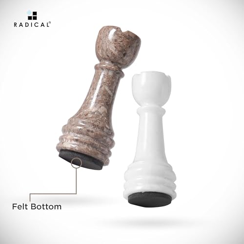 Radicaln Marble Chess Pieces 3.5" Handmade White & Oceanic Chess Figures | Natural Stone, Hand Polished, Premium Finish, 32 playing Pieces, Unique Veining, Timeless Design - color: White and Oceanic