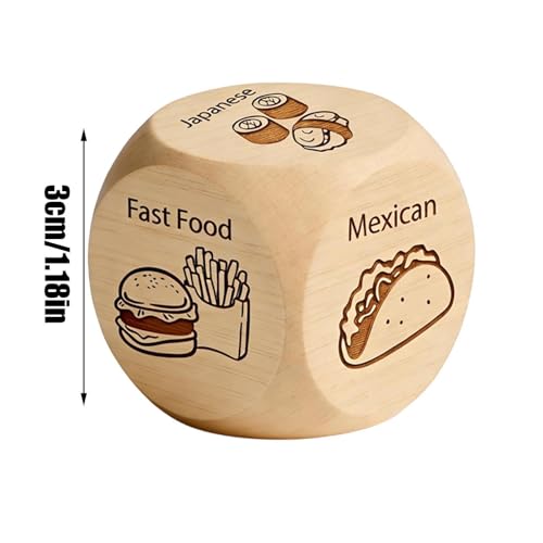 Date Night Dice - Wooden Portable Decision Game, Food Choice Dice Set, Romantic Couple Activity Toy | Fun Relationship Idea Maker for Couples Women Men Birthday Christmas Wedding Home Indoor Outdoor U