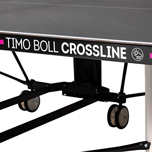 Butterfly Timo Boll Crossline Outdoor Ping Pong Table | New for 2020! | 3-Year Warranty | Made in Germany | Outdoor Table Tennis Table | Adjustable Ping Pong Net Set, Grey