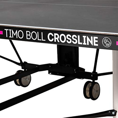 Butterfly Timo Boll Crossline Outdoor Ping Pong Table | New for 2020! | 3-Year Warranty | Made in Germany | Outdoor Table Tennis Table | Adjustable Ping Pong Net Set, Grey