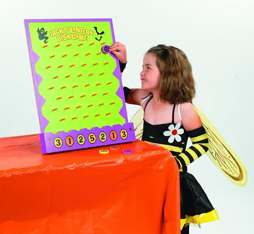 Fun Express Halloween Disk Drop Game 8 Piece Set - Premium Wooden Plinko Board Style Halloween Party Games for Kids & Adults | Fall Festival Carnival Games for Indoor & Outdoor Activities
