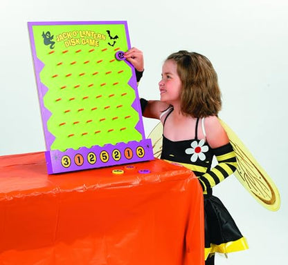 Fun Express Halloween Disk Drop Game 8 Piece Set - Premium Wooden Plinko Board Style Halloween Party Games for Kids & Adults | Fall Festival Carnival Games for Indoor & Outdoor Activities