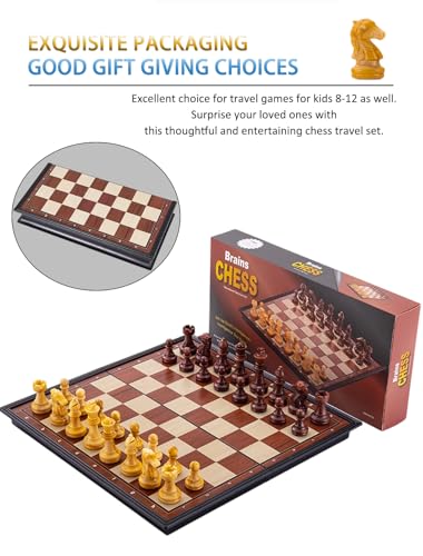 Chess Sets Magnetic Board Games - 11.8 Inches Travel Chess Set for Teenager & Adults, Wooden-Style Folding Portable Chess Gifts Classic 2-Player Strategy Family Game for Beginner and Professional - size: 11.8x11.8 inches