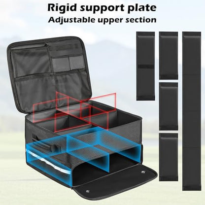 Golf Trunk Organizer Waterproof Car Golf Storage with Ventilated Compartment for 2 Pairs of Shoes, Ideal for Golf Balls Tees Caps Clothes Gloves and Accessories Golf Gift for Men and Women