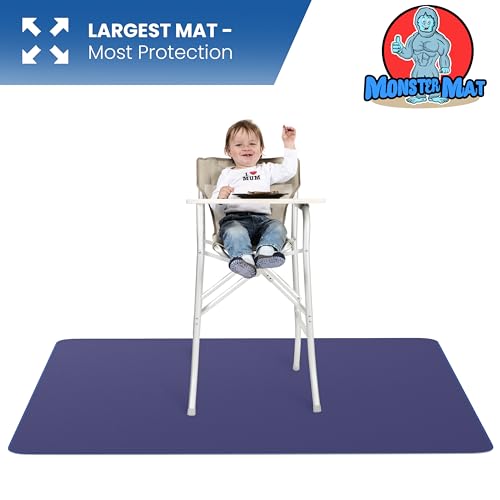 MonsterMat Extra Large Waterproof Splat Mat – 60"x60" Super Jumbo Mess Mat for Floor & Table Protection Washable Mat for Arts, Crafts, Painting, and Playtime (Navy Blue) - color: Navy Blue